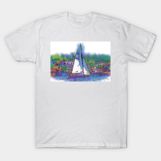 The Purple Sailboat T-Shirt by KirtTisdale